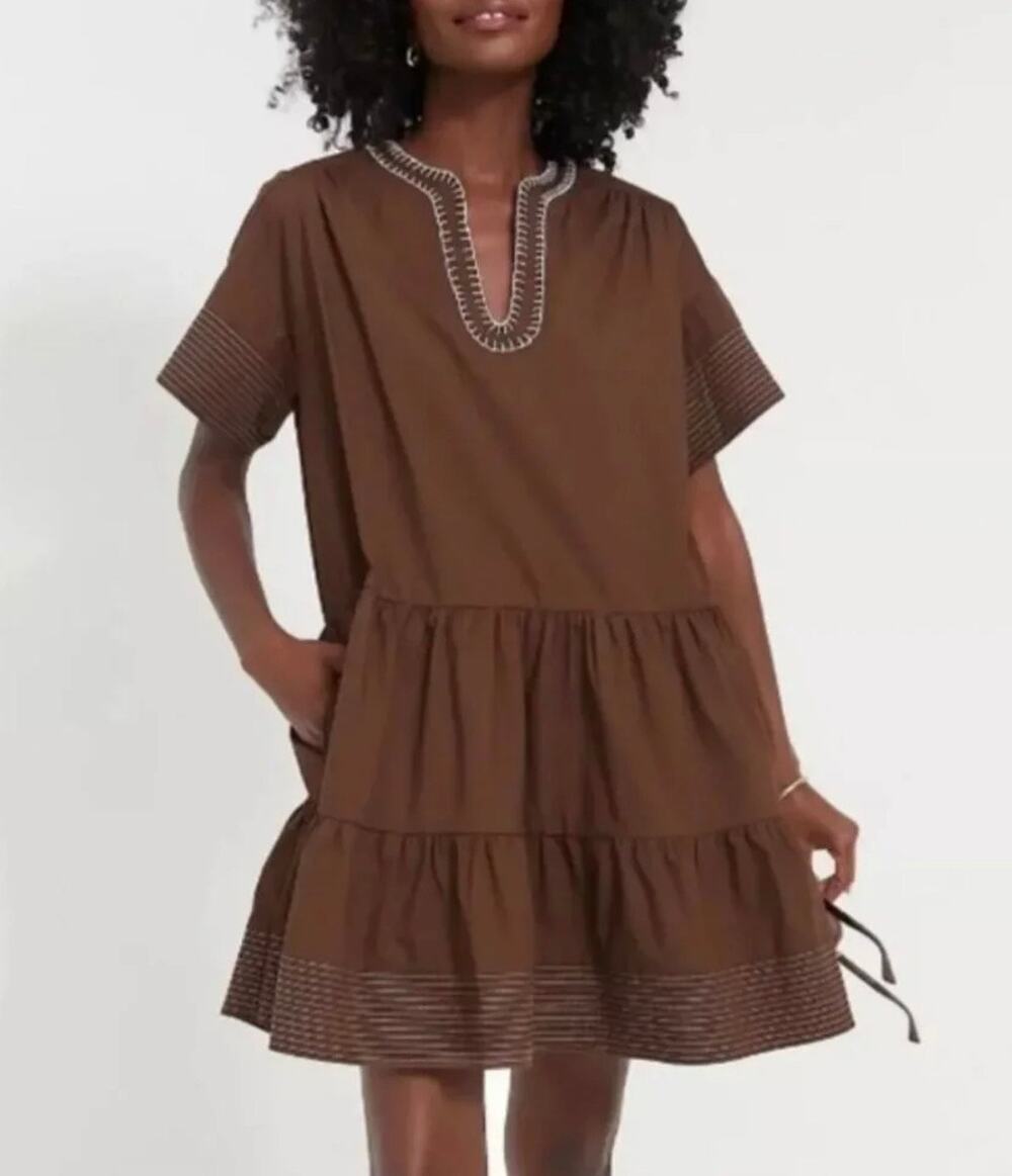Tuckernuck Pomander Place Mocha Brown Kinsley Dress Pockets Size Small